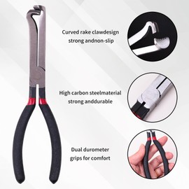 HDZXLLW 8" 60-Degree Electrical Disconnect Pliers - Angled Locking Push Tab Removal Tool for Automotive Wiring, Connectors & Sensors Wire Plug Pliers Set with Ergonomic Non-Slip Grip(3 Piece Set)