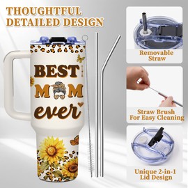 TNASURHUS Best Mom Ever Gifts for Mom, 40oz Tumbler With Handle and Straw, Mom Gifts for Mom from Daughter, Son, Mothers Day Gift for Mom, Birthday Gifts Idea for Mother, Christmas Gifts for Mom, Wife