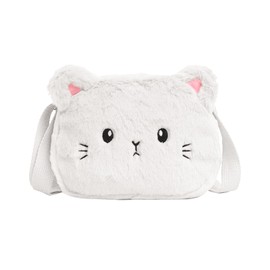 Children's Shoulder Bag Girls Plush Children's Bag Girls Handbag Cat CrossBody Messenger Bag Adjustable Shoulder Bag Small Cat Shoulder Bag White, White