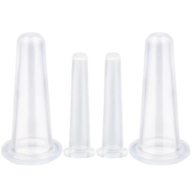 4Pcs Transparent Silicone Facial Cupping Set Vacuum Massage Cup Kit for Body Face Neck Back Eyes Mini Facial Massager Helper Beauty Tool for Skin Care