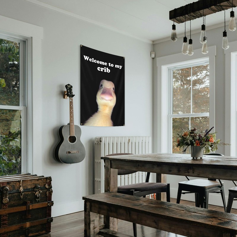 Generic Welcome to My Crib Duck Flag Funny Tapestries 2x3FT