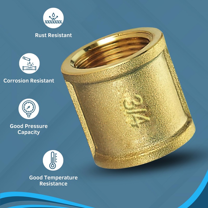 PipeSan Brass Sleeve Fitting 3/4 Inch, 3 Pieces 3/4 Inch