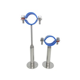 Stainless Steel Height-Adjustable Pipe Clamp - Wall/Ceiling Mounting for 45 mm to 48 mm Pipes, Heavy Duty Rustproof Pipe Bracket with Mounting Material, Extended Design, Set of 2