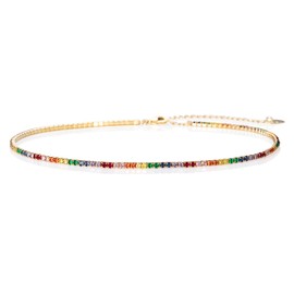 namana Elegant Choker Necklaces for Women and Girls, Delicate 925 Sterling Silver Necklace for Women with Cubic Zirconia Stones, Sterling Silver Jewellery Gifts, Sterling Silver, Cubic zirconia,