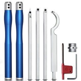 Carbide Lathe Tools, Christmas Gifts Wood Lathe Tools with Removable Handle, 【 Latest Upgraded】Turning Tool with Adjustable Connector including Swan Neck Hollower, Rougher, Finisher(Blue)