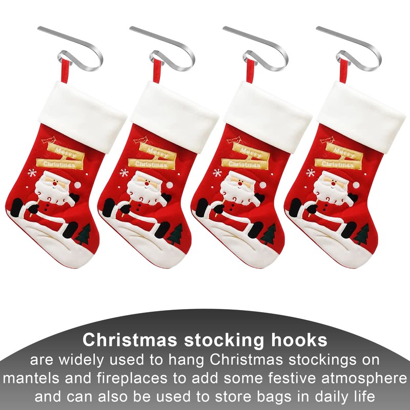 KEYIDO Pack of 4 Stocking Hangers for Fireplace Christmas Stocking