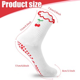 TIESOME Pilates Grip Socks for Women, Yoga Grippy Socks Cute Barre Non Skid Athletic Crew Sticky Sock with Ruffled Embroidery Design for Barre Workout