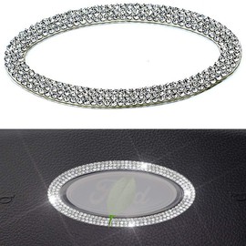 flyfox 3d bling fashion girly Car Steering Wheel Decorative Diamond rhinestones Sticker Accessories Fit for ford, Bling Emblem Logo Badge for Women (for ford)