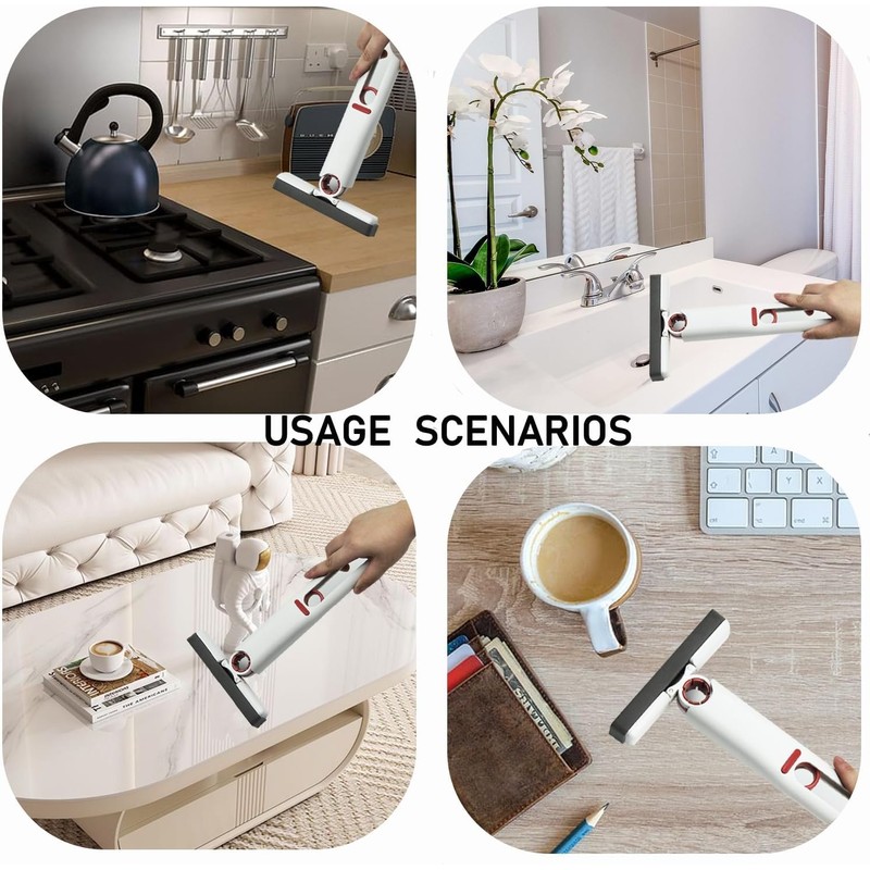Portable Mini Mop, Self-Squeeze Sponge Mop, Wet and Dry Use,
