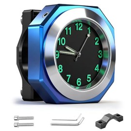 Motorcycle Watch Waterproof, Bicycle Watch for Handlebars, Motorcycle Watch, Quartz Design in Aluminium Alloy for Bicycle and Motorcycle Handlebars (Blue)