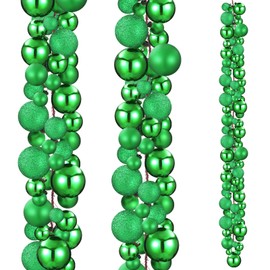 Yuxung 2 Pcs Christmas Ball Garland 6 ft Ball Ornaments Christmas Bulb Garland Xmas Tree Bauble Decorations for Party Supplies Indoor Outdoor Home Office Decoration Accessories(Grass Green)