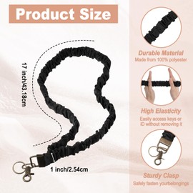 Ouligay Stretchy Scrunchie Lanyard for Id Badges Keys Cute Teacher Lanyards Neck Lanyard for Keys Retractable Keychain Holder for Women Ladies16.93 Inch black