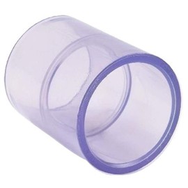 Clear PVC Pipe Fitting (bluish tint): Coupling, Schedule 40/80, 1 1/2 Inch PVC Pipe Socket (1.9 Inch ID)