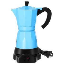 Lemosae Coffee Pot 6 Cup Electric Espresso Coffee Maker Italian Moka Maker 300ml Portable Aluminum Espresso Maker Espresso Moka Pot with Detachable Base, Coffee Gift for Home Travel (Blue)