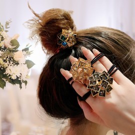 KAMIHO Hair Rubber Stylish Hair Accessories, Hair Accessories, For Adults, Korean Wedding (Black, Small)