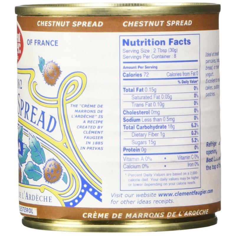 Clement Faugier Gourmet Chestnut spread with vanilla from France 8.8oz