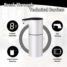 YIKHOM Automatic Liquid Soap Dispenser with Auto Clean, 15.37 oz Touchless Hand Soap Dispenser, 8 Volume Control for Gel & Liquid Soap, USB/C-C Rechargeable, Dish Soap Dispenser for Kitchen Bathroom