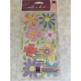 STICKO STICKERS COLORFUL PASTEL FLOWERS MULTI-COLOR 24PCS