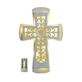 ADAVAS.Y&G Wooden LED Wall Cross with Remote Control – Christian Lighted Cross Decor, Battery Powered, Multiple Lighting Modes, Religious Wall Art for Home, Church, and Gifts
