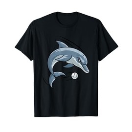 Dolphin Animal Baseball Ball Sports Cartoon Character T-Shirt