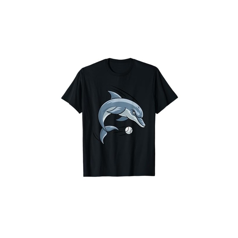 Dolphin Animal Baseball Ball Sports Cartoon Character T-Shirt