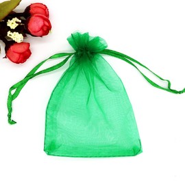 scicent Small Organza Gift Bags Jewelry Pouches Sheer Drawstring Pouches, Mesh Candy Favour Bag for Wedding Party Festival Game,50pcs, 7 * 9cm, Green