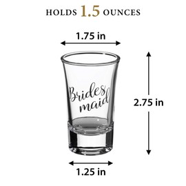 Lillian Rose Set of 2 Bridesmaid and 2 Groomsman Shot Glasses, 4 Count (Pack of 1), Clear