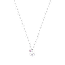 Prinzessin Lillifee 2038744 Necklace with Pendant 925 Sterling Silver Girls Children's Necklace with Synthetic Zirconia 35 + 3 cm Pink Crown Comes in Jewellery Gift Box, Sterling Silver, Cubic