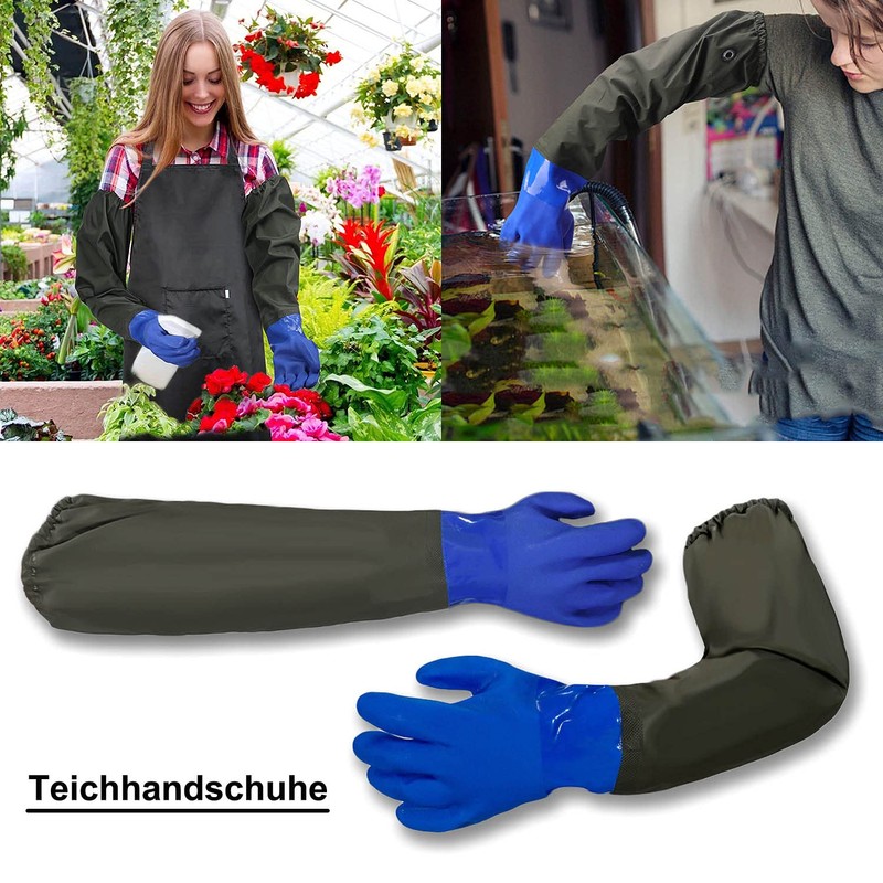 sinzau Pond Gloves, Long PU Sandblasting Waterproof Work Gloves, 70