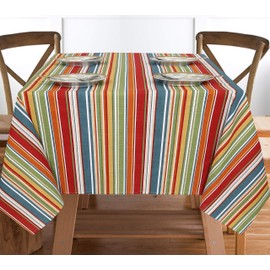 RUVANTI Table Cloth Rectangle 60 x 104 Inch, for 8-10 Seats Tables, 100% Cotton Rectangle Tablecloth, Stain Resistant, Reusable Washable, Perfect for Kitchen, Dining, Wedding, Parties -Multi Stripe