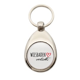 huuraa Keyring Wiesbaden in Love Gift Pendant Shopping Trolley Token Wiesbaden Gift Idea, metal