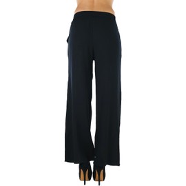 ToBeInStyle Women's Gauze Palazzo Crinkle Pants - Black - Small