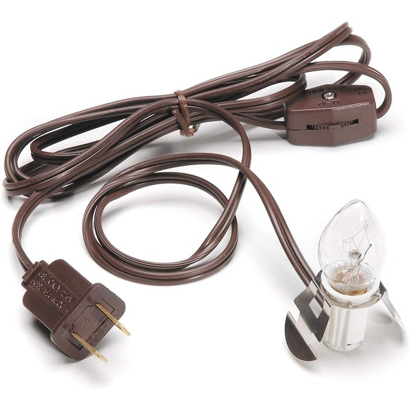 Darice Accessory Cord with One Bulb Light, 6’ Cord, Brown
