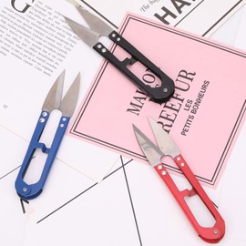 Trimming Shop 3pcs Sewing Scissors, Thread Nippers Craft Clipper Thread Beading Cutter Multipurpose Handheld Snippers for Stitch, DIY Projects, Red, Black & Blue