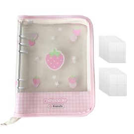 Tsukitoy Girls Large Transparent A5 Storage Binder with 20 Transparent Sleeves Sticker Pad Removable Cute Seal Binder Sticker Storage Album for Collecting Organizing Display Seal Storage File Large