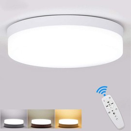 DLLT 24W Dimmable LED Flush Mount Ceiling Light Fixture with Remote, 8.66 Inch Modern Flat Ceiling Lamp, Close to Ceiling Lights for Bedroom/Kitchen/Bathroom/Hallway, Timing, 3 Light Color Changeable