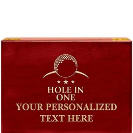 Crown Awards Golf Hole in One Rosewood Humidor Gift, Customize with Your Own Text Engraving Prime