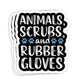 Veterinary Assistant Cute Vet Tech Animal Lover Women Gift Decorations - 4x3 Vinyl Stickers, Laptop Decal, Water Bottle Sticker (Set of 3)