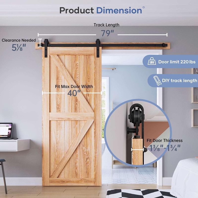 EaseLife 6.6 FT Sliding Barn Door Hardware Track Kit,Basic J