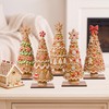 5 Pcs Christmas Gingerbread Tree Table Decorations Wooden Decor
