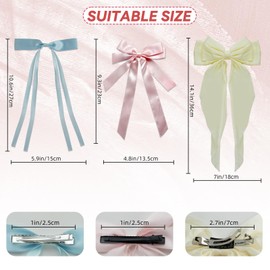 JINGIHE 20Pcs Hair Bows Set, 4pcs Large Bow Barrettes and 4pcs Silky Satin Hair Bow Clips and 16pcs French Coquette Bows with Long Tail Ribbon for Women Girls, Hair Accessories for Birthday, Christmas