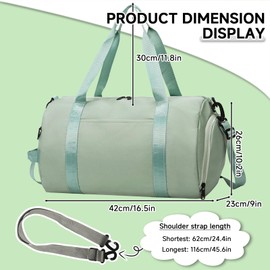 X SIM FITNESSX Sports Bag with Shoe Compartment Women/Men Training Bag Sports Bag Swimming Bag Travel Bag for Sports Gym & Fitness Weekender Travel, Light green, Sports