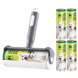 FOYERNUAGE Large Lint Roller, 2in1 Lint Roller&Brush, Lint Roller for Pet Hair with a Cover, Lint Roller Extra Sticky, Lint Roller for Clothes, Furniture, Carpet, 300 Sheets (1Handle and 5Refills)