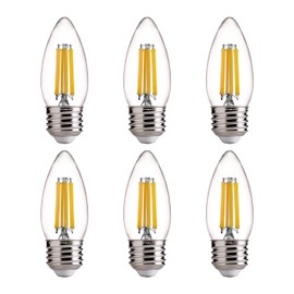FLSNT 100W Equivalent LED Candelabra Bulbs, 800LM Dimmable LED Chandelier Light Bulbs, 2700K Soft White, E26 Base, 6 Pack