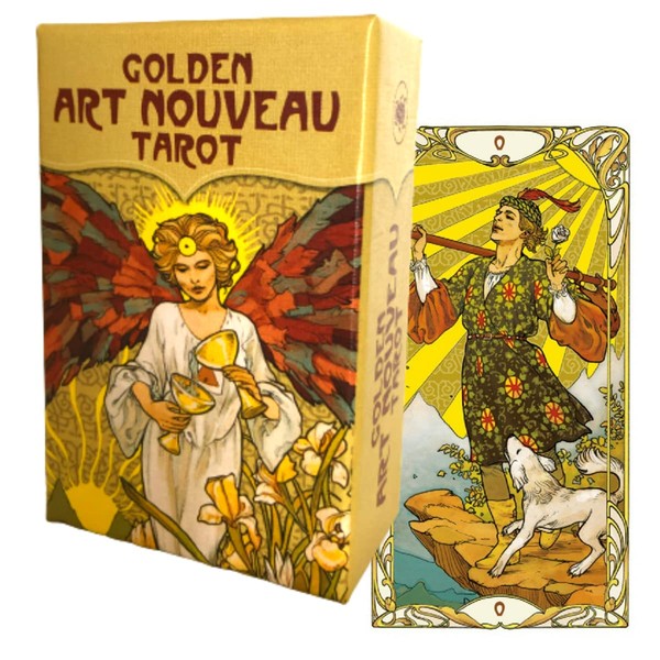 Tarot Cards, 78 Cards, Miniature Tarot Divination, Golden Art Nouveau Tarot Mini, Japanese Instruction Manual Included