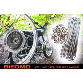Spoke Set 143.5 mm Moped Spoke with Nipple M3.5 Spoke Nipple Chrome-Plated Simson S50, S51, S53, S70, S83, KR51, SR4, DUO