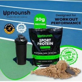 upnourish ✨ Vegan Sport Protein Powder Chocolate 30g VELOSITOL BCAAs Organic Greens Probio