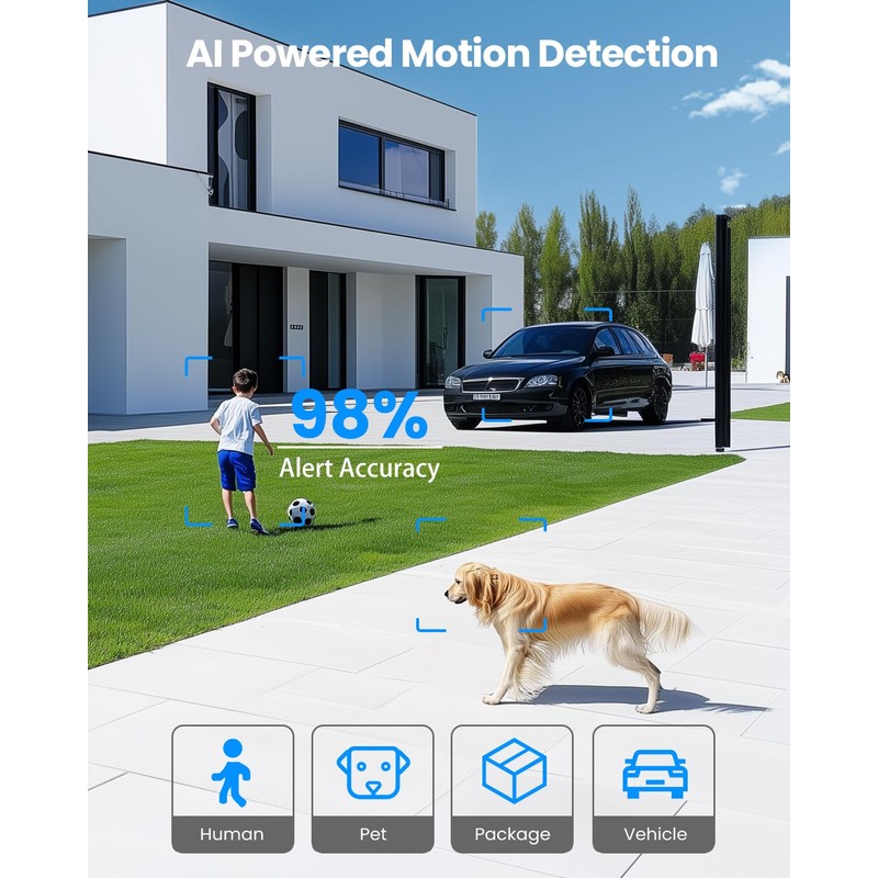 VIZIUUY Solar Security Cameras Wireless Outdoor, 3MP Pan Tilt 360°WiFi