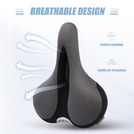 MEGHNA Bike Saddle for Cruiser Bike Replacement Bike Seat Hollow Breathable Soft Memory Foam Pad Universal Fit Comfort Seat for Cruiser Bike Mountain Bike Gravel Bike