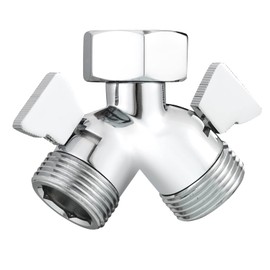 Tecmolog DSF017A 2-Way Tap Distributor 3/4 Inch Brass Y Distributor Washing Machine for Garden Hose, Chrome,